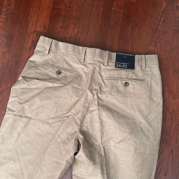 NWT Banana Republic 34x30 Slim Tapered Fit Pants Beige Linen Blend Progetto Uno - Picture 5 of 6
